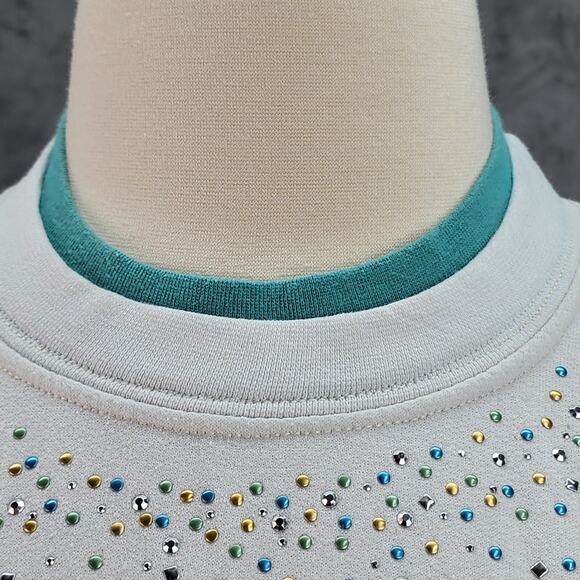 VTG Morning Sun Sweatshirt Womens XL White Pastel Butterfly Metal Embellishments - Picture 4 of 14